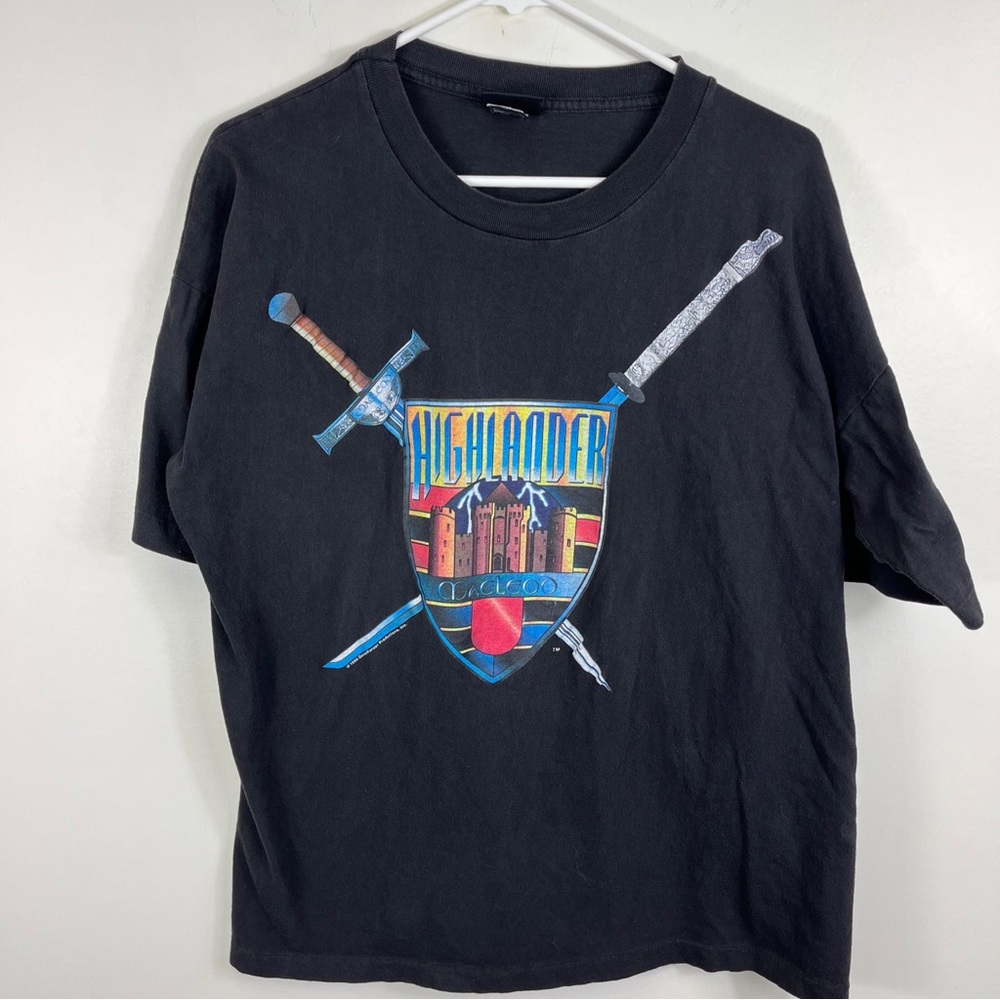 1996 Vintage Highlander TShirt There Can Only Be One Movie Tv Promo USA Fit Lrg